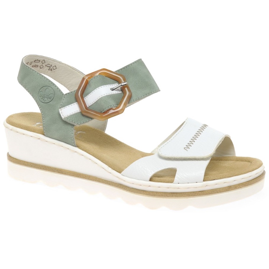 Weiß Rieker Jena Damen Sandalen Mit Keilabsatz