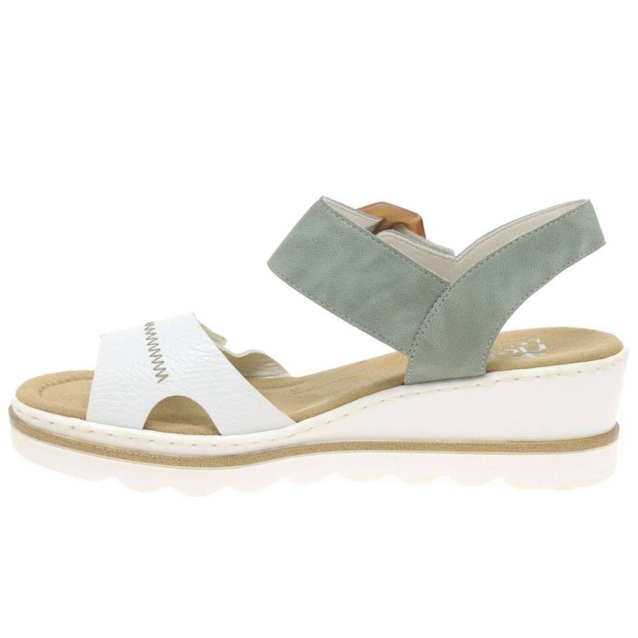 Weiß Rieker Jena Damen Sandalen Mit Keilabsatz