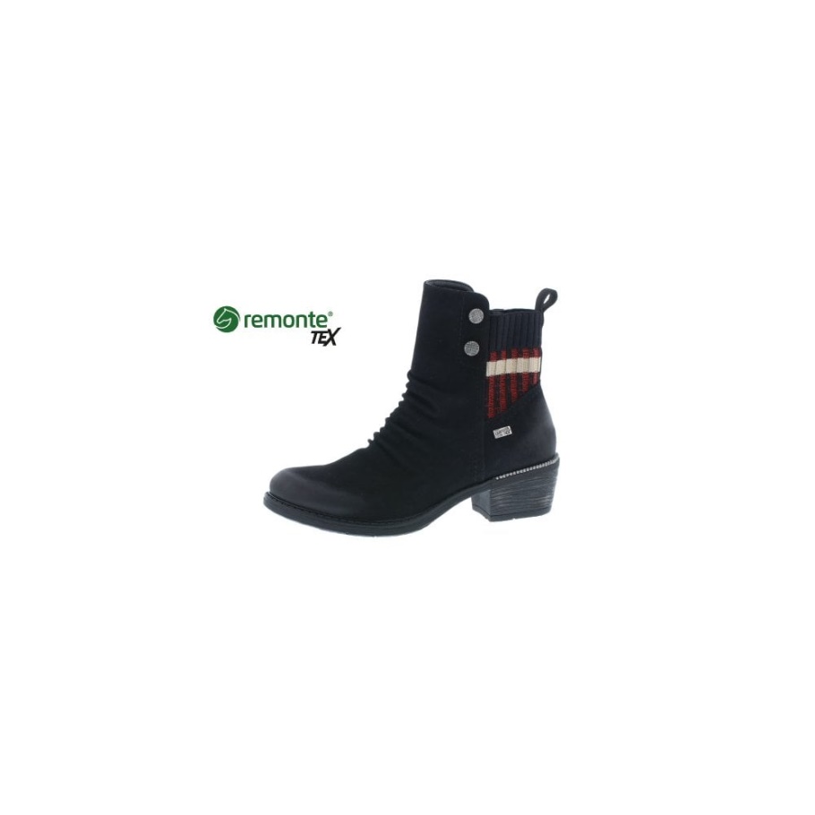 Rieker Remonte R1172-02 Schwarze Kombinationsstiefeletten Für Damen