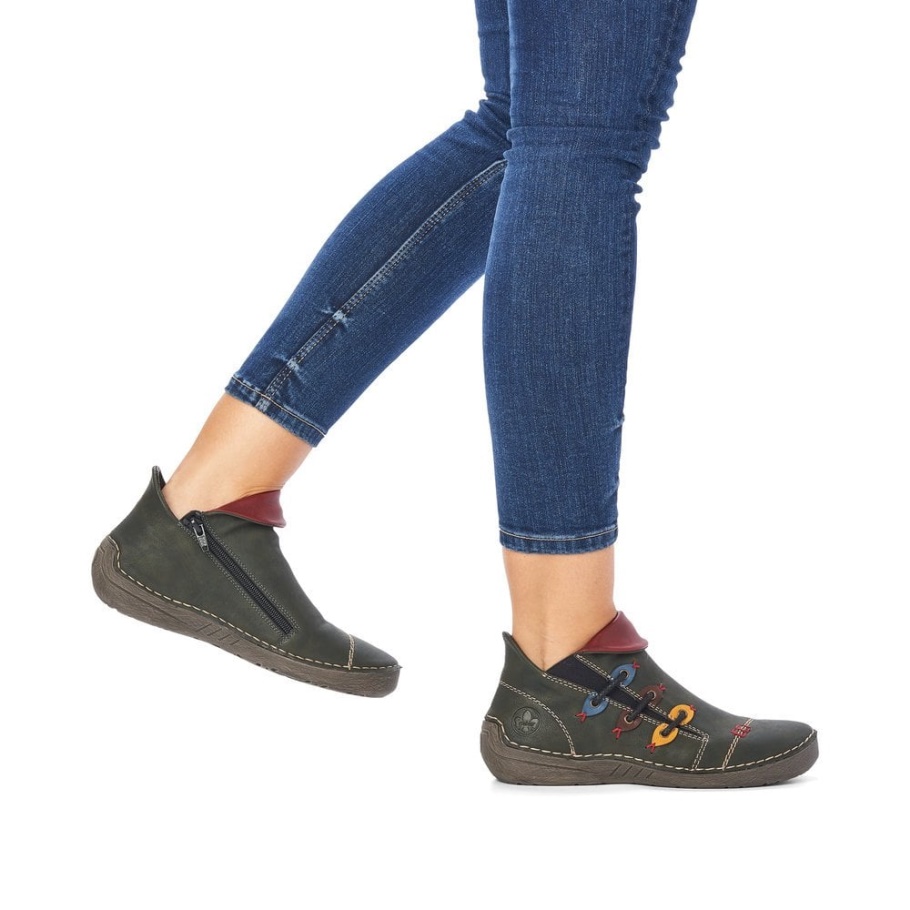 Rieker 72581-54 Damen Grüne Stiefeletten Grün