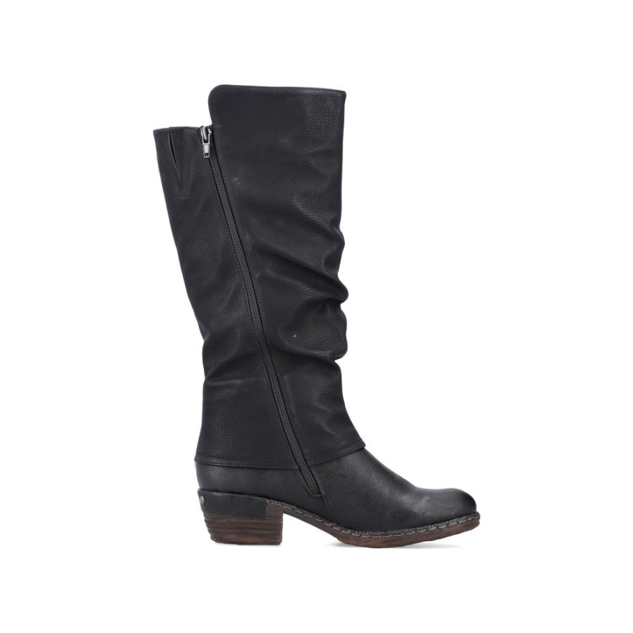 Rieker 93655 Damen Schwarze Kniehohe Stiefel