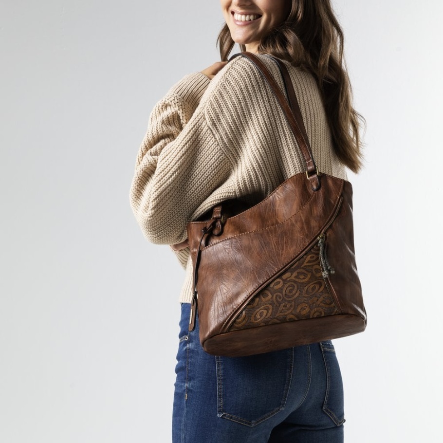 Rieker H1025-22 Damen Braun Reißverschluss Handtasche Braun