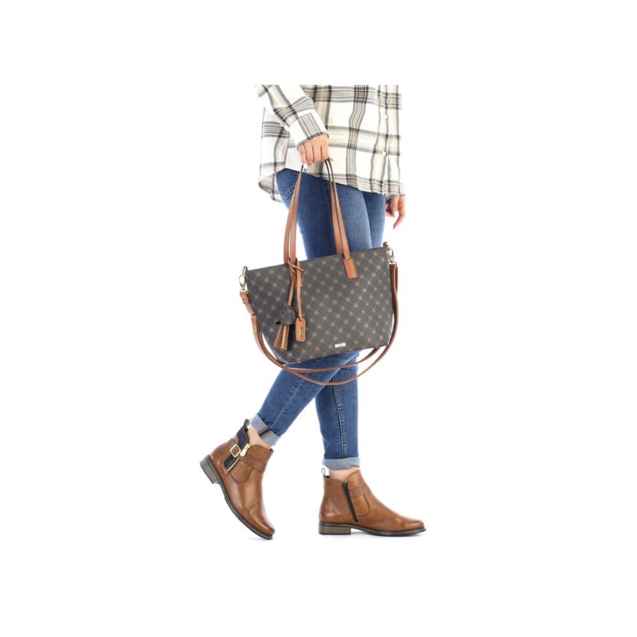 Rieker H1305-00 Damen Schwarz Reißverschlusstasche Schwarz