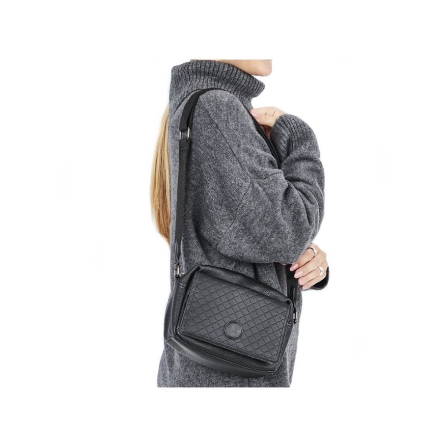 Rieker H1455-00 Damen Schwarz Reißverschluss Handtasche Schwarz