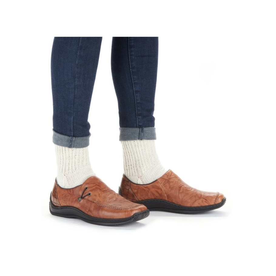 Rieker L1750 Damen Slip-on Schuhe Braun