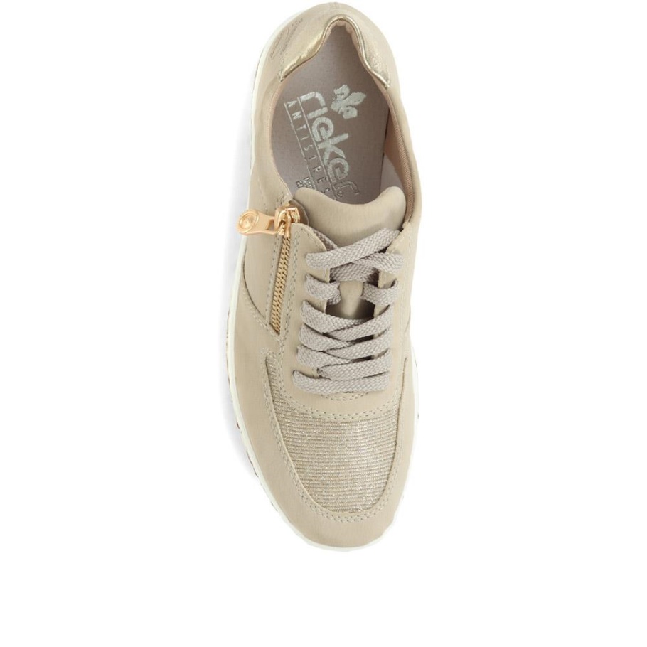 Rieker Damen-schnürsneaker Beige-gold
